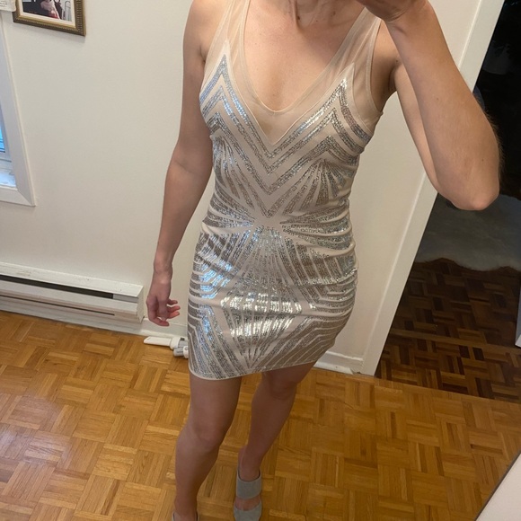 Locally made sequin cocktail dress - champagne nude colour - Picture 3 of 5